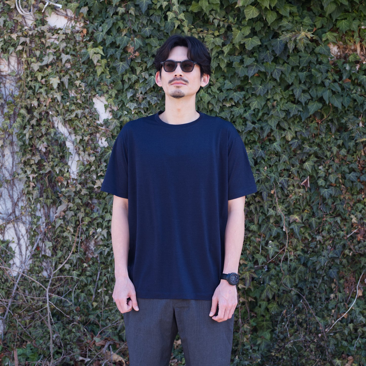 naoki 180cm / Merino Crew SS Navy size-4 / Busy Wool Pants Charcoal L-size