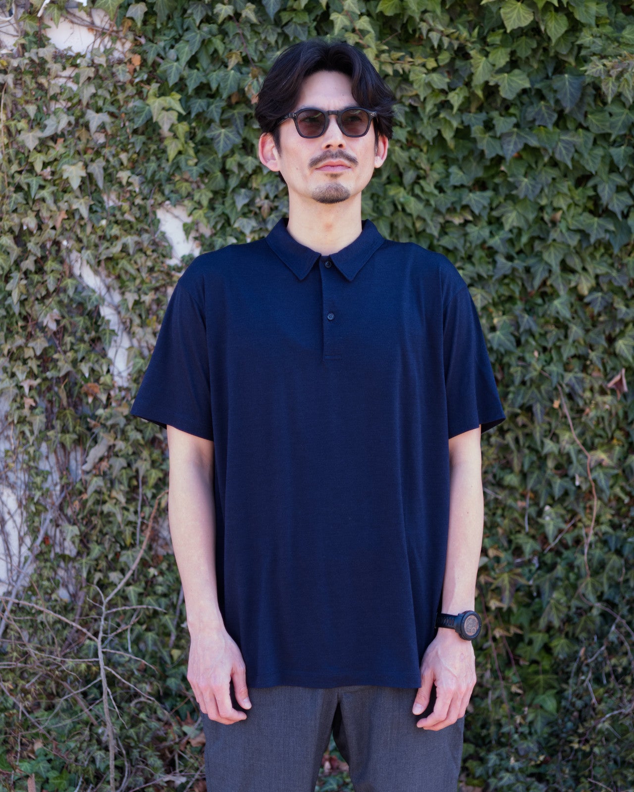 naoki 180cm / Merino Polo SS Navy size-4 / Busy Wool Pants Charcoal L-size 