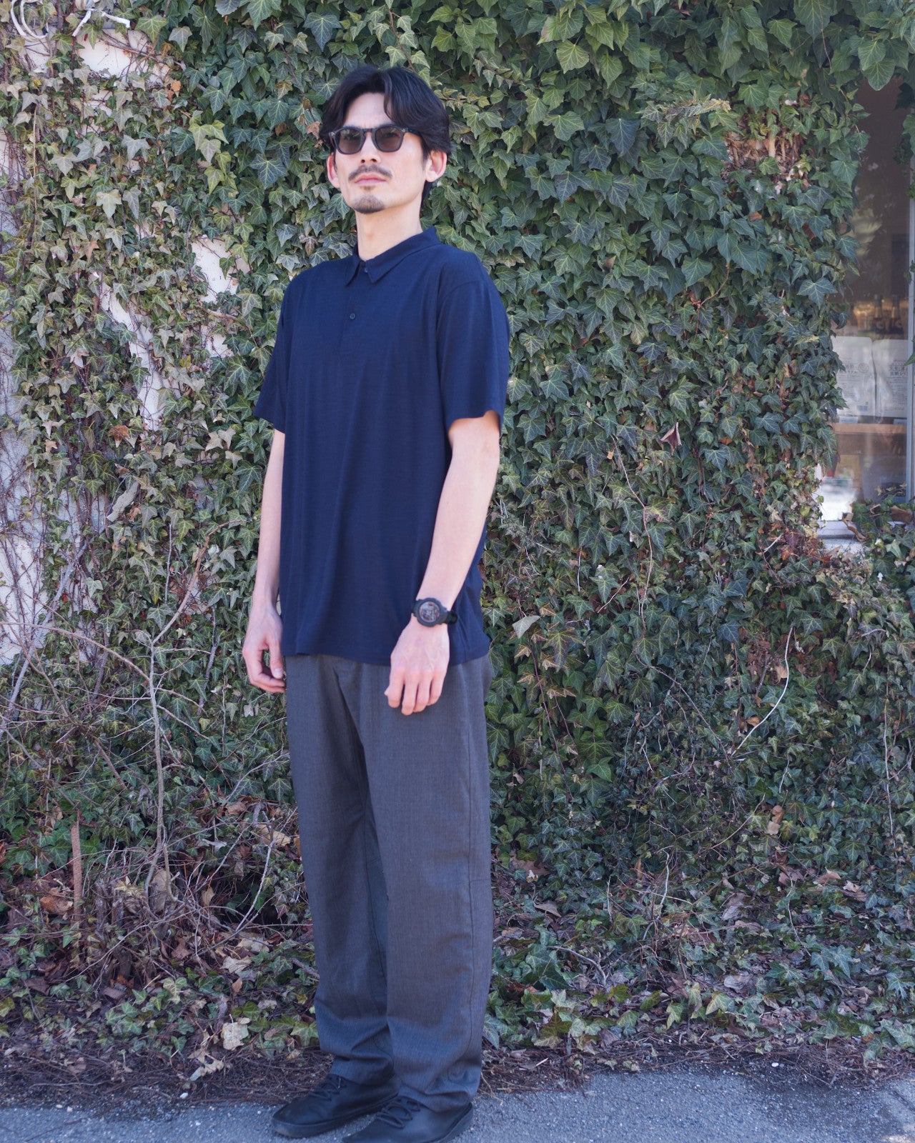 naoki 180cm / Merino Polo SS Navy size-4 / Busy Wool Pants Charcoal L-size 