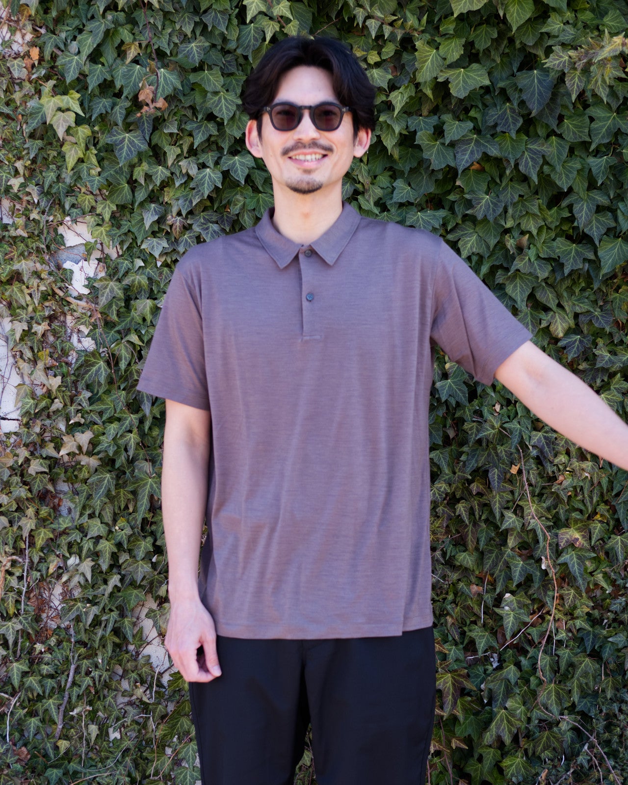 naoki 180cm / Merino Polo SS Mocha size-3 / Busy Wool Pants Black XL-size 