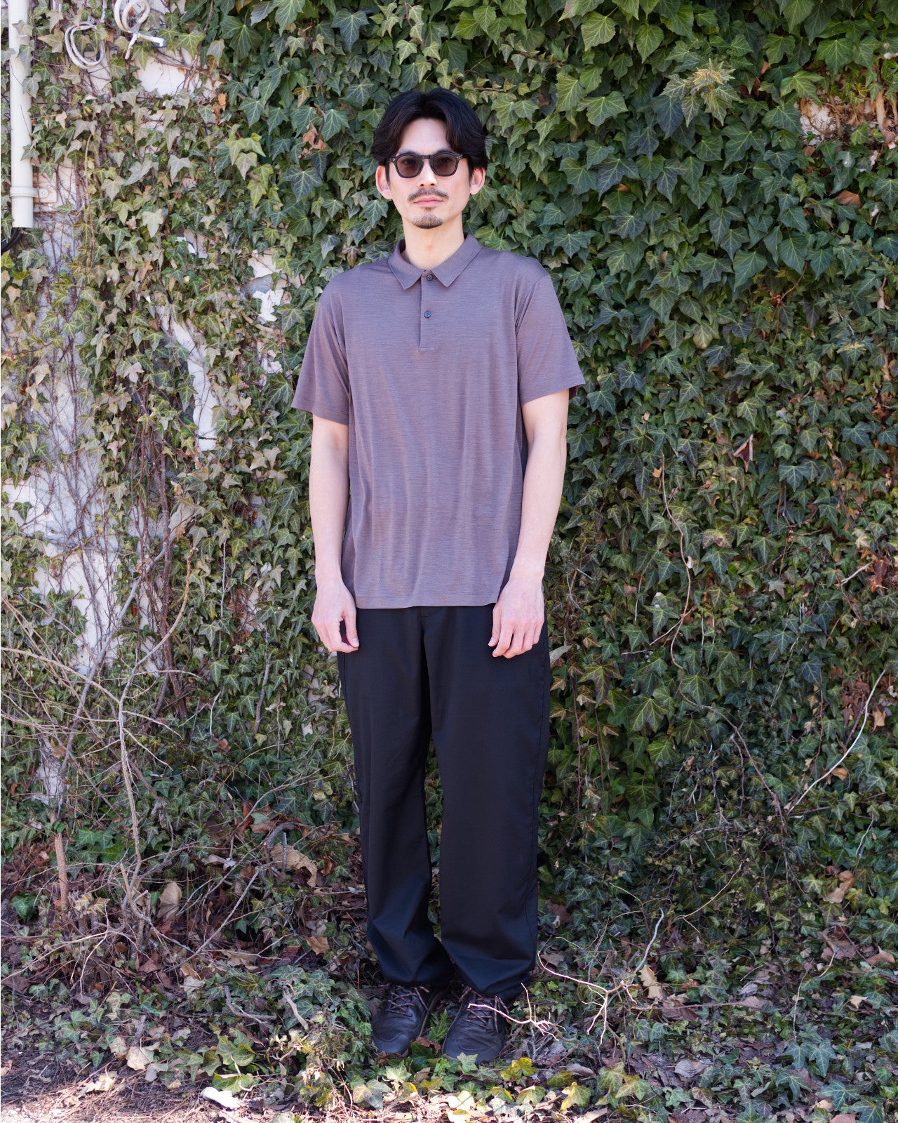 naoki 180cm / Merino Polo SS Mocha size-3 / Busy Wool Pants Black XL-size 