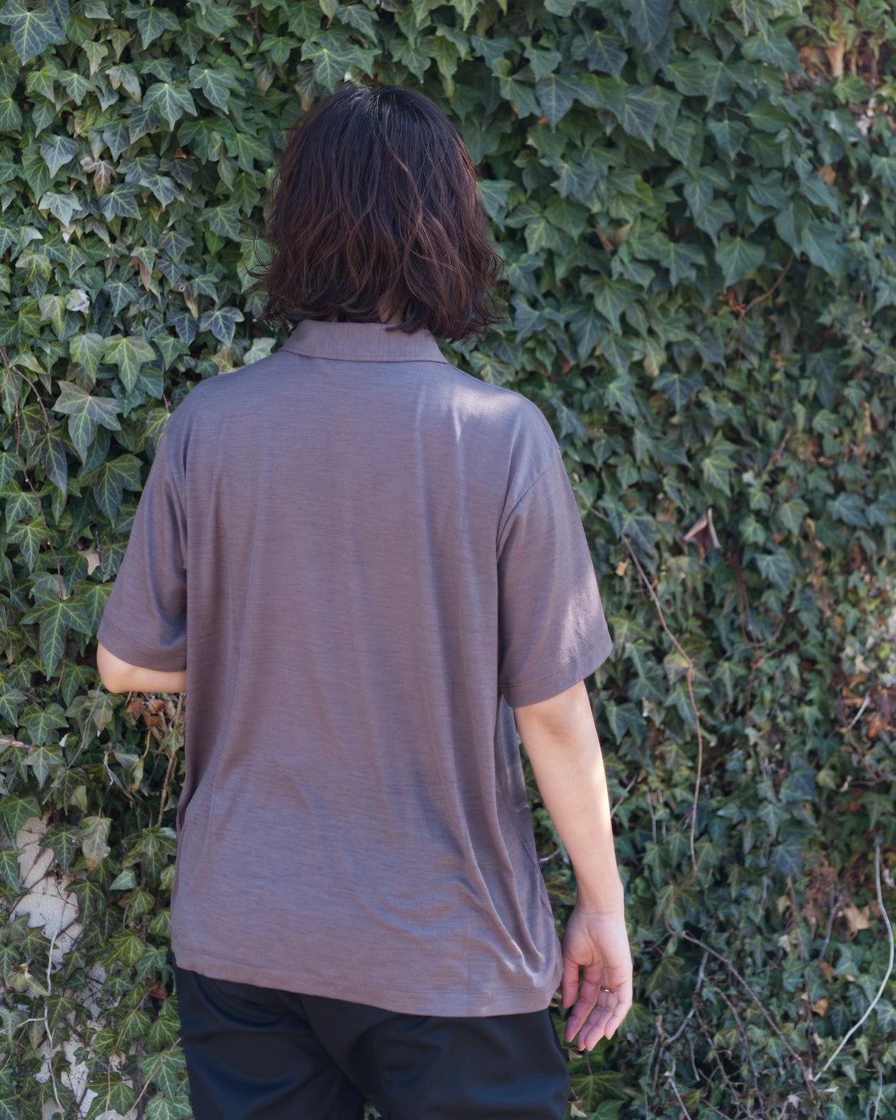 tomoka 161cm / Merino Polo SS Mocha size-1 / Busy Wool Pants Black S-size