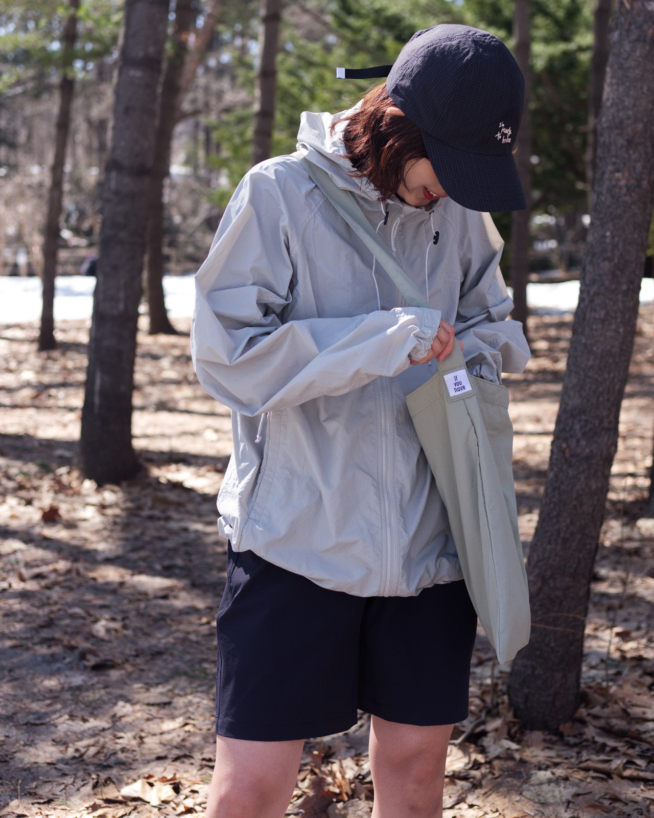 tomoka 161cm / BIG Sacoche Light Moss Green / 
Busy Work Shorts Navy S-size