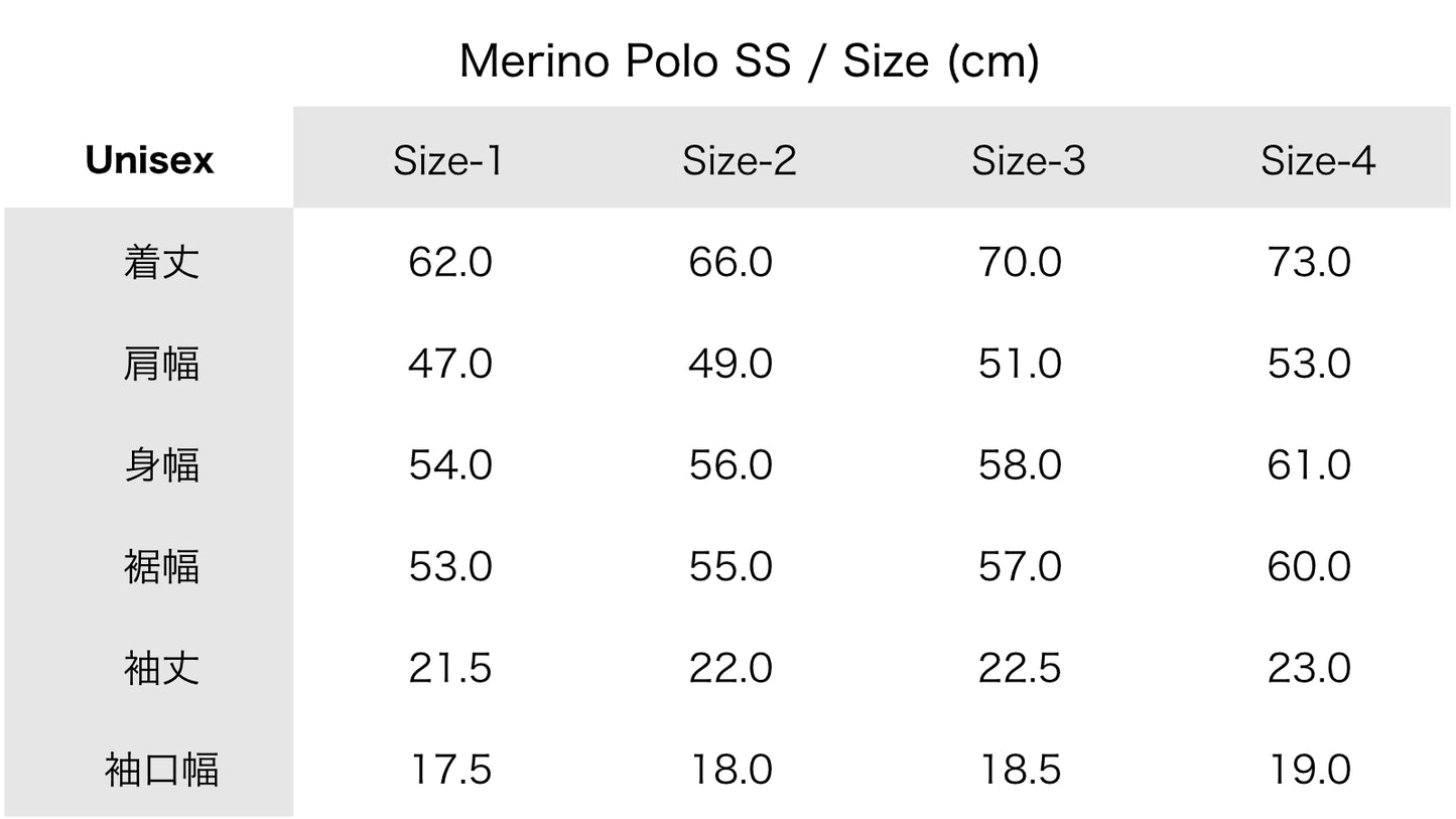 Merino Polo Size